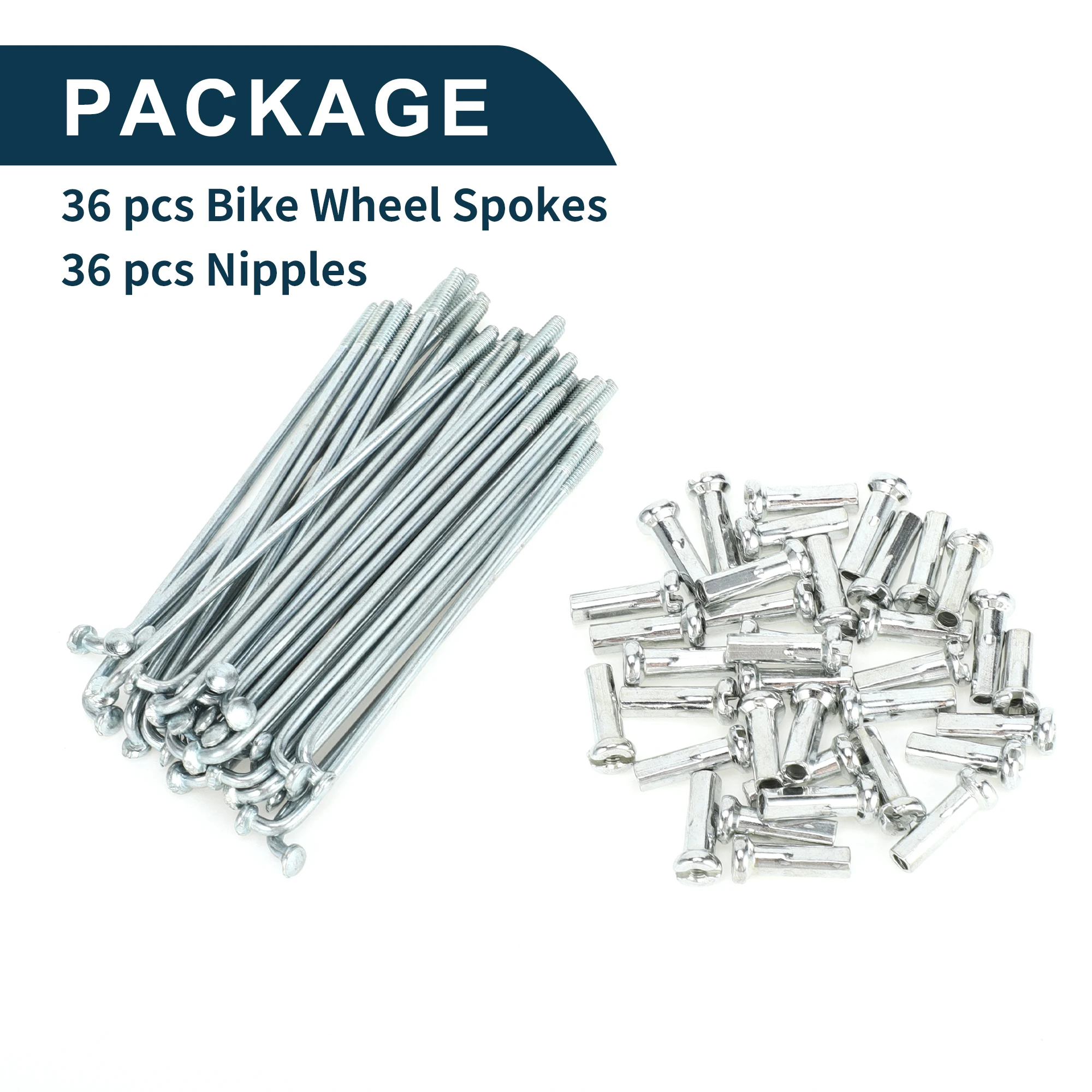 X autohaux 36pcs Bicycle Spokes Bike Wheel Spokes 14G 67mm 72mm 76mm 80mm 83mm 87mm 100mm 104mm Length Carbon Steel Galvanized - Image 3