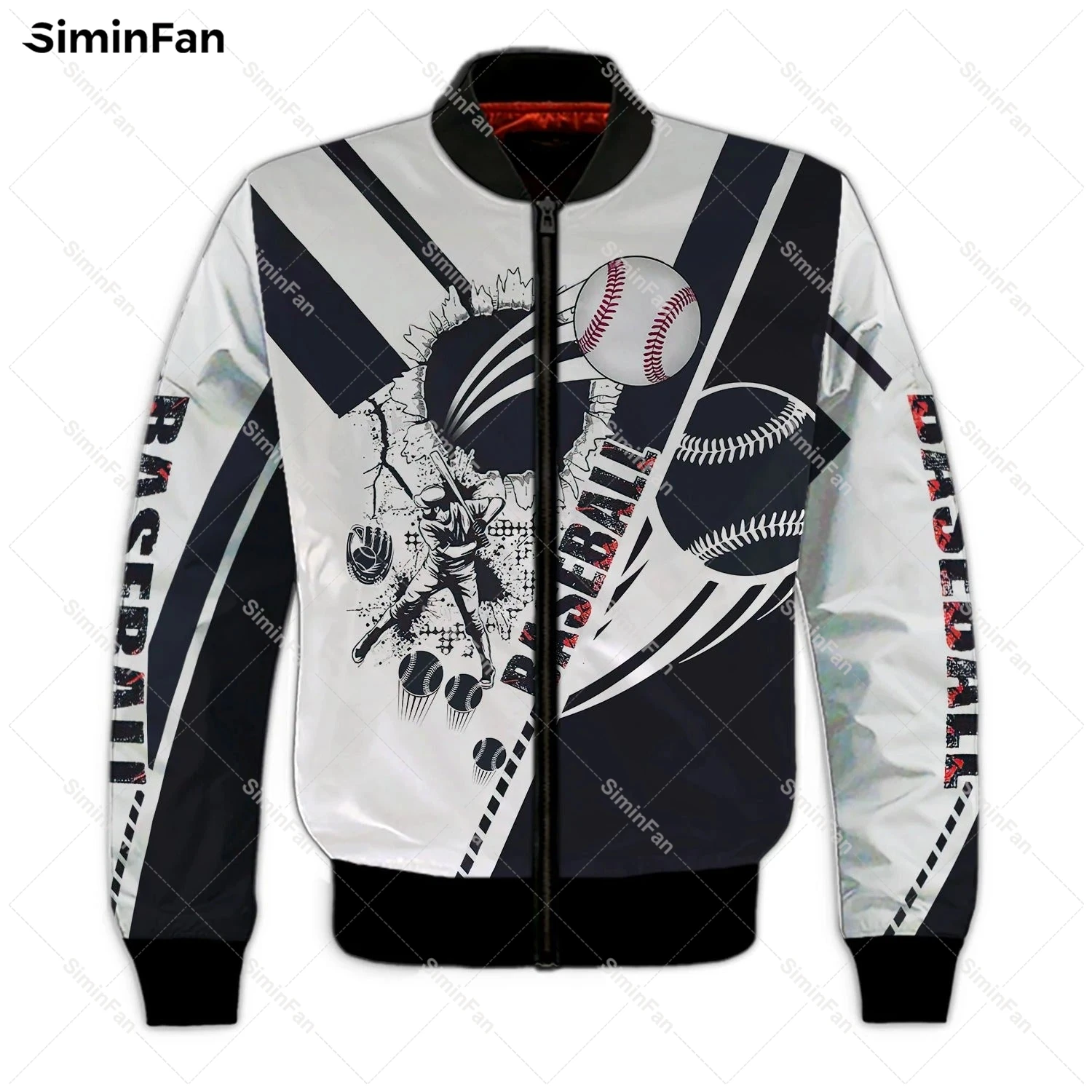 

Baseball Player 3D Full Printed Warm Bomber Jacket Mens Winter Autumn Windproof Coats Quilted Cotton Outwear Female Unisex Tops