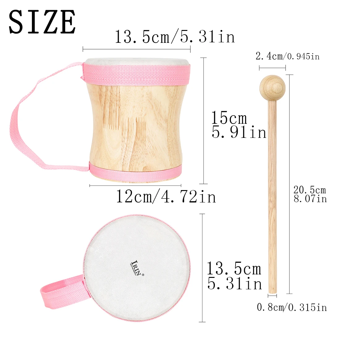 IRIN Wooden Handheld Indian Drum Sheepskin Hand Drum Drummer Orff Percussion Instrument Gift for Interactive Performance