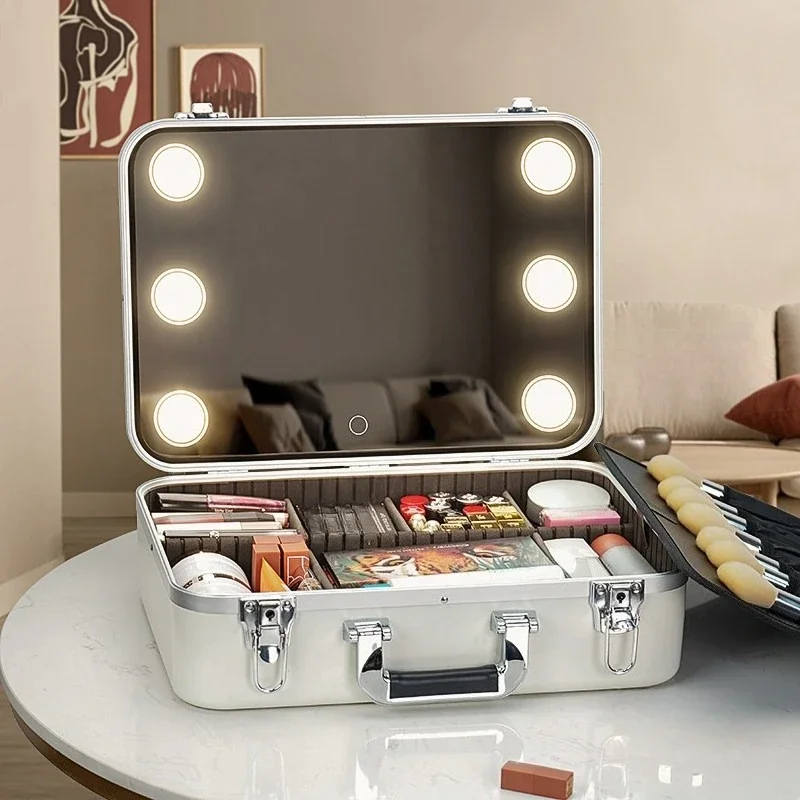 Limited Offer Cosmetic Case With Lamp, Professional Makeup Artist, Large-capacity Cosmetic Bag, New High-end Portable