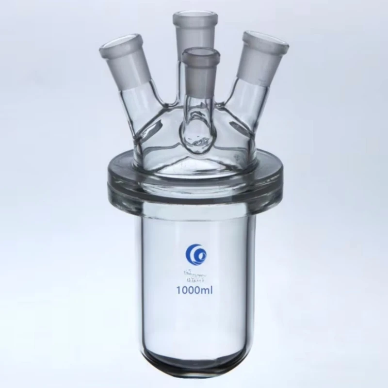 1set 500ml 1000ml 2000ml Medical Grade Boro. Glass 4-neck Glass Barrel-shaped Flask Reactor with Four Mouths for Lab