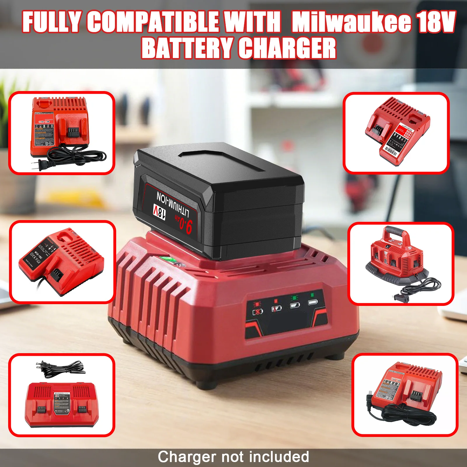 Akumulator Milwaukee M18 18V 8000mAH Li-ion 48-11-1815 48-11-1850 Akumulator do elektronarzędzi z ładowarką 6A — zdjęcie produktu 6