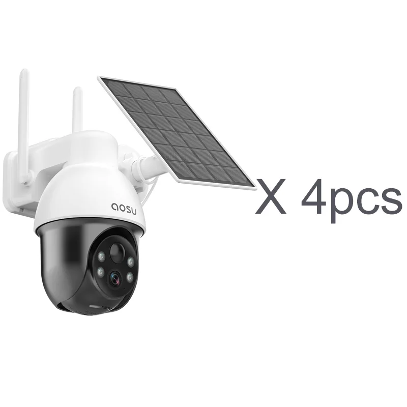 AOSU 2/3/4pcs 5MP PTZ Solar Camera WiFi 5000mAh Batterij Draadloze Camera Twee-weg Audio PIR Menselijke detectie CCTV Camera