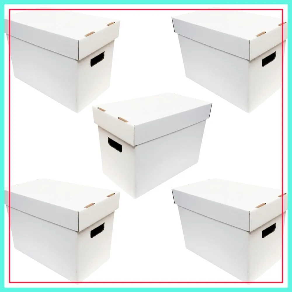 

Heavy Duty 200 lb Test Storage Boxes with Lids - 5 Pack for Magazines, Files, Documents
