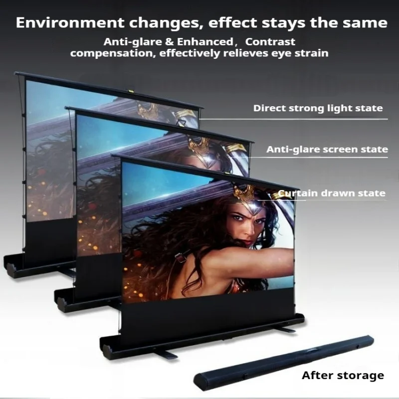 Pull-down Screen Crease-free Folding Bracket Projection Screen Supports 3D/4K Display Suitable for Indoor Home Theater
