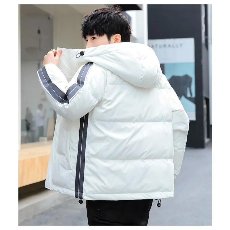 Luxury Winter Down Jackets Men White Duck Down Coat Cargo Jackets Hooded Warm Windproof Outerwear Pocket Zipper Long Sleeve Tops