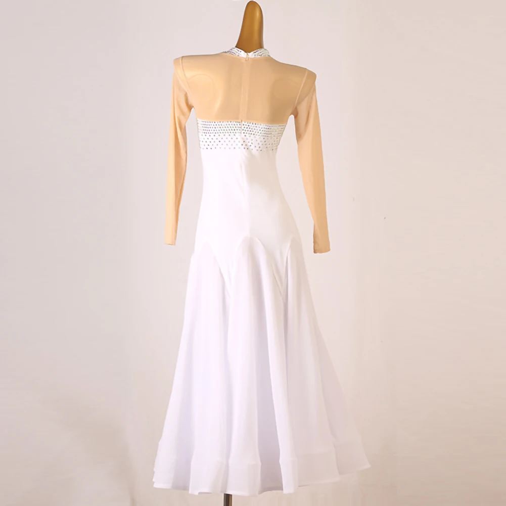 Modern Dance Waltz dress 2025 New Rhinestone Royal Blue Elegant Party Long Sleeve Women Luxury Ballroom Practice Dress