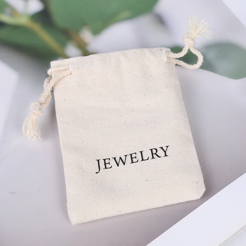 50pcs/lot 7*9CM White Cotton Canvas Bags Christmas Gift Storage Sacks Drawstring Jewelry Pouches Organizer Packaging Supplies