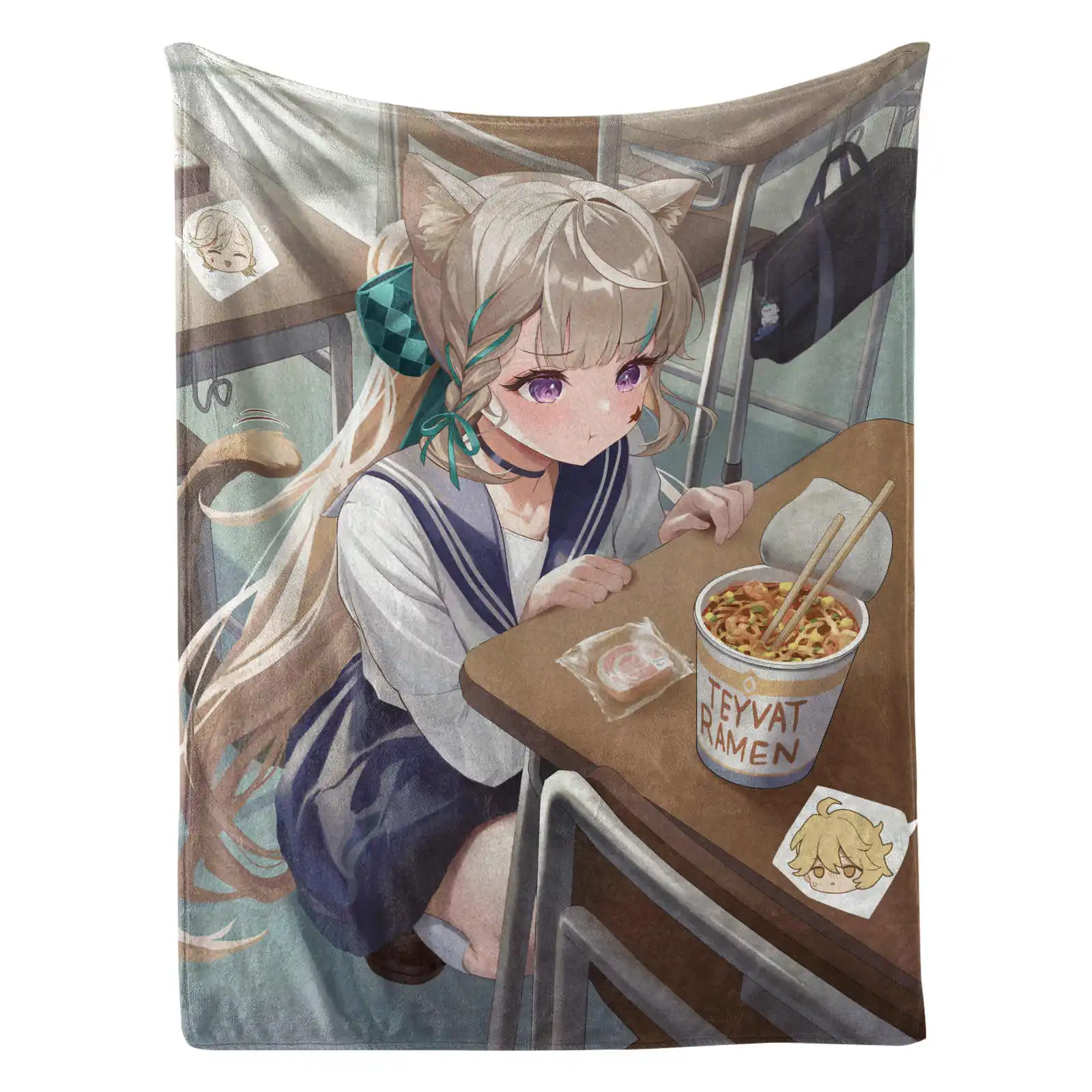 جينشين إمباكت لينيت الفانيلا غطاء بطانية الدفء لينة أنيمي بطانية متعددة الوظائف ديكور البطانيات العالمية