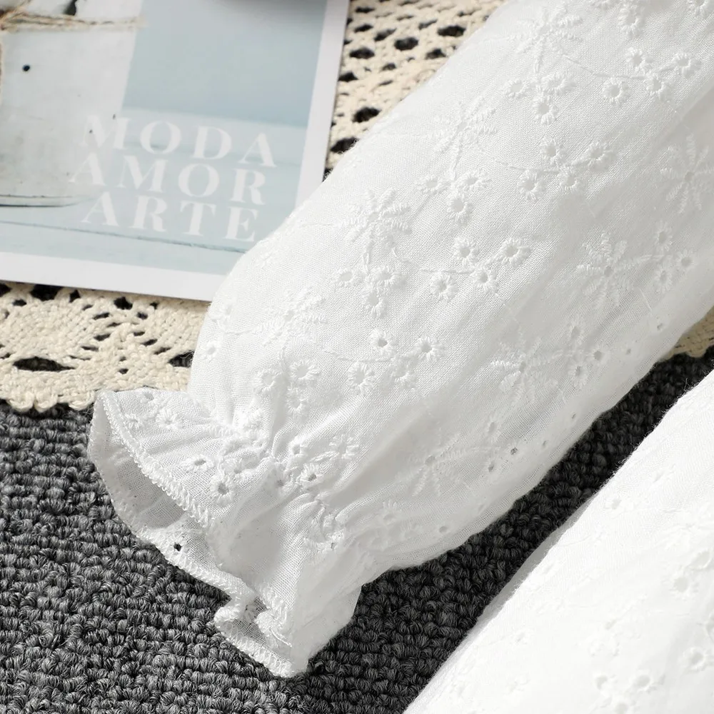 فساتين الخريف الطفل بأكمام طويلة الأبيض الجوف خارج فستان بسيط مع القوس الكبير الزفاف زهرة فتاة زي للطفل فتاة 6-24 أشهر