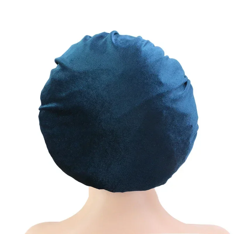 New Velvet High-Stretch Wide-Side Nightcap Velvet Cap Chemo Cap Turban Hat Cancer Chemo Sleep Hats Bonnet Bone Hair Loss Caps