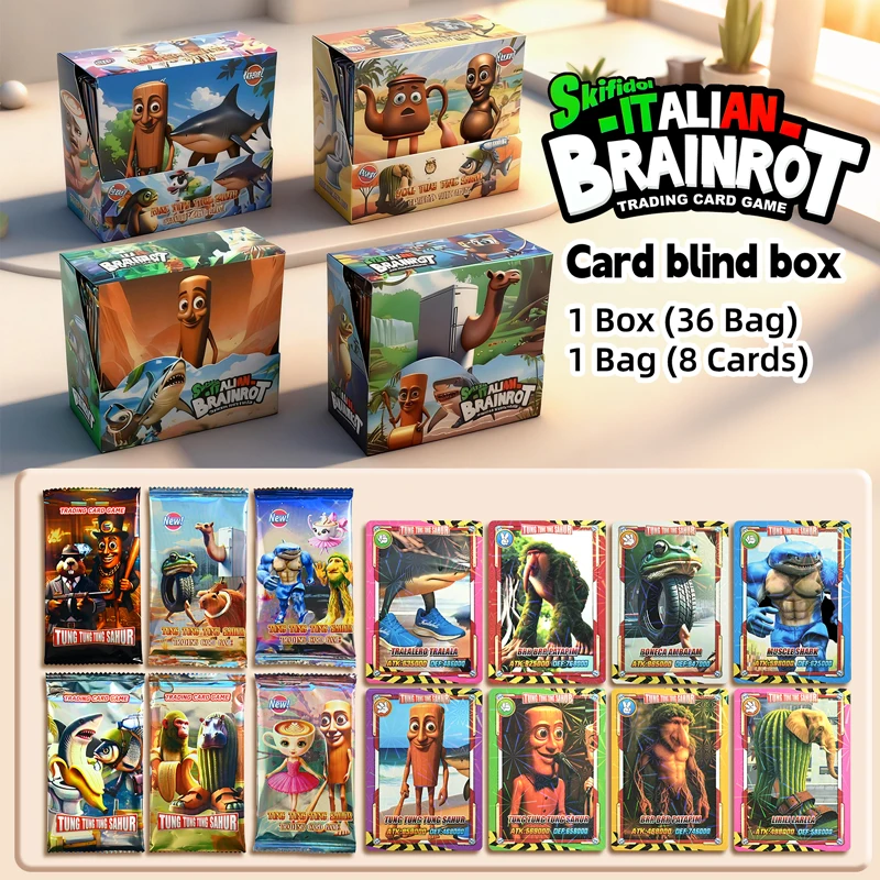 1 Set Italiaanse Brainrot Kaarten van Collectie Tungtung Sahur Card Battle Card Game Speelgoed Voor Kinderen Trading Cards Verjaardagscadeau
