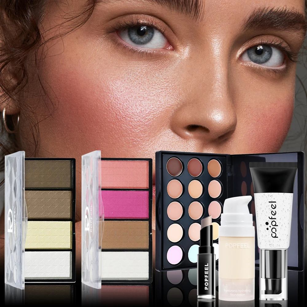 مجموعة هدايا المكياج النسائية من POPFEEL - مجموعة مكياج مفاجئة مع منتجات الوجه والعين والشفاه وفرش المكياج ومناديل مزيل المكياج. #5