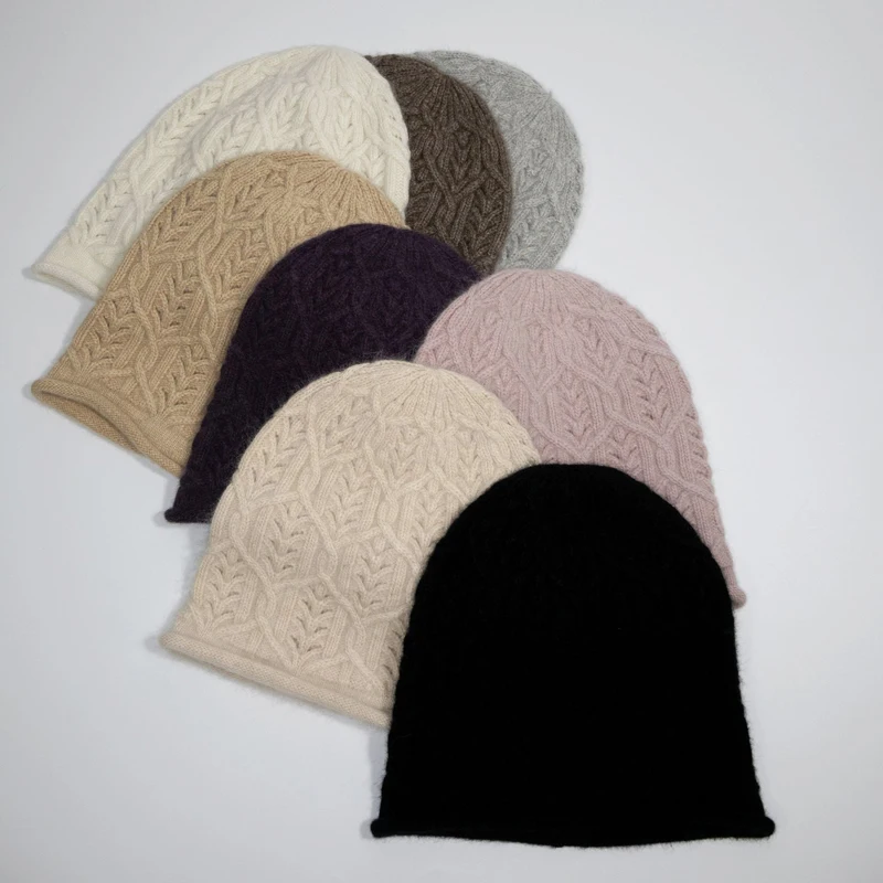 

Hat Women Winter Knit Beanie Cap Angora Wool Casual Loose Thin Warm Accessory For Skiing Sports Autumn Outdoor