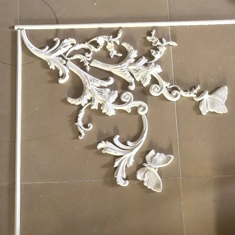 Gypsum corner flower French rose bird butterfly porch background wall modeling wall flower relief leaf flower