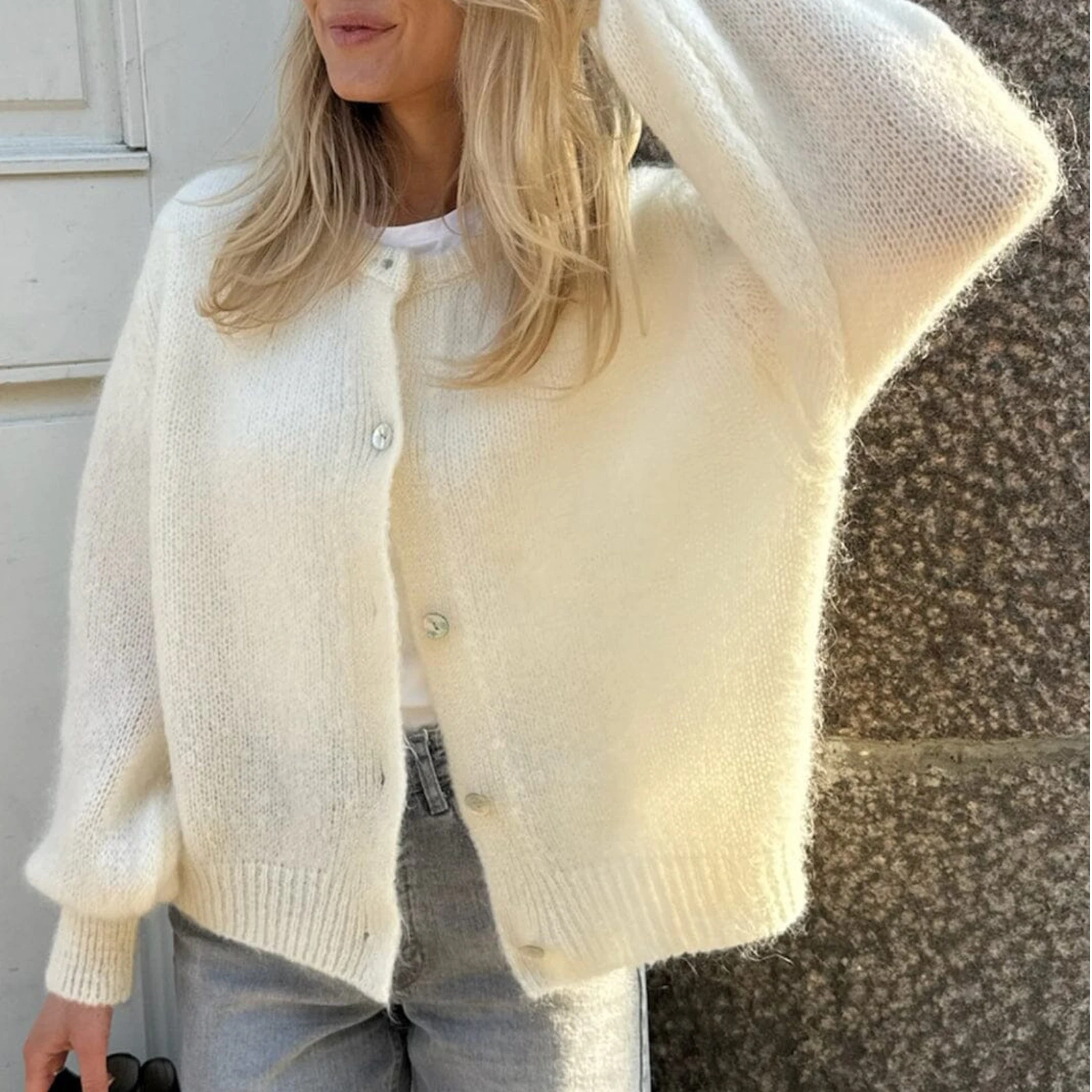 Women Cardigans Autumn Winter 2024 Single Breasted O-neck Knitted Sweaters Fashion Knitwear Solid Cropped Cardigan Jumpers Tops