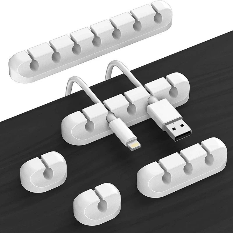 3 szt. Białe 357 gniazda zaciski oplot na kable USB do ładowania Organizer do kabli kabla do uchwytu na organizator do przewodów myszy