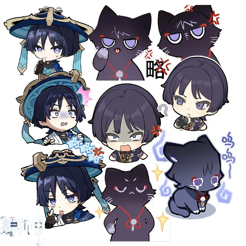 Wanderer Scaramouche Q Version Cute Emoticon Pack Stickers Handbook Material Package Student Gift Genshin Impact Anime Sticker