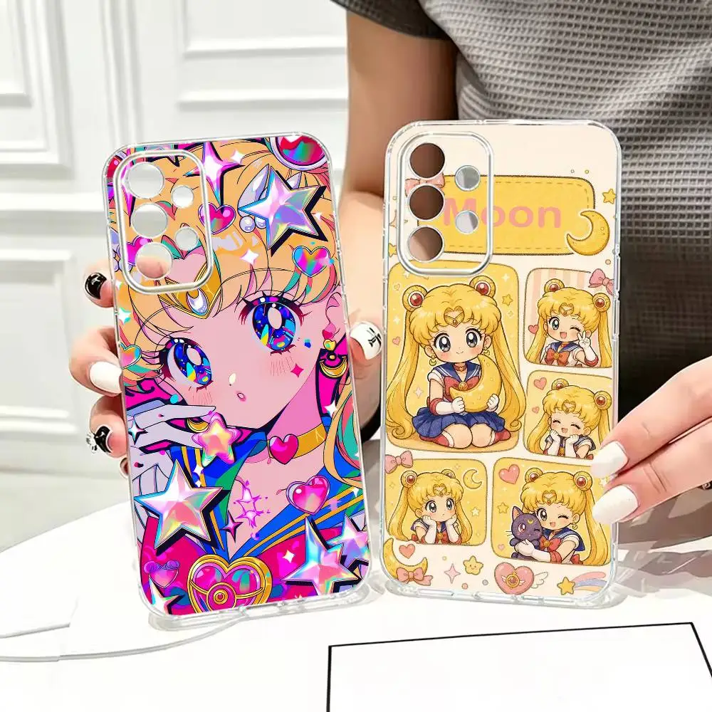 Lovely Usagi Bunny Sailor Moon  Painted Phone Case Transparent TPU For Samsung S22,23,24,25,21,10,9,Ultra,Plus