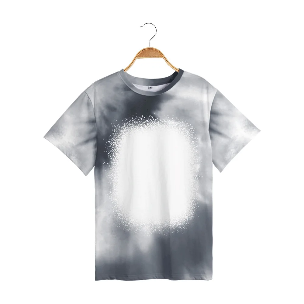 Thermal Sublimation Blank Unisex Loose Version Short-sleeved Halo Tie-dye Top Round Neck Family Parent-child Outfit Ins T shirt