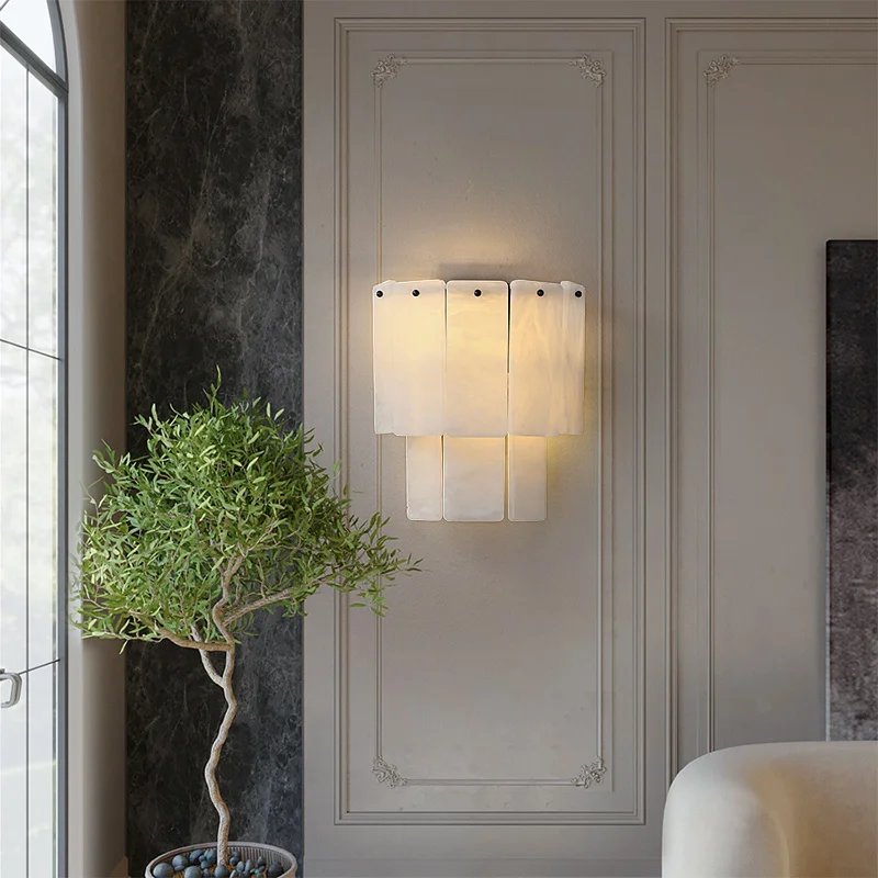 Modern Marble Wall Lamp American Copper Gold LED for TV Background Bedroom Hallway Staircase Wall Lighting Fixture