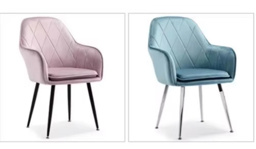 Armchairs Modern Dining Room Velvet Side Chairs Beige Home Living Room Cushions Metal Legs