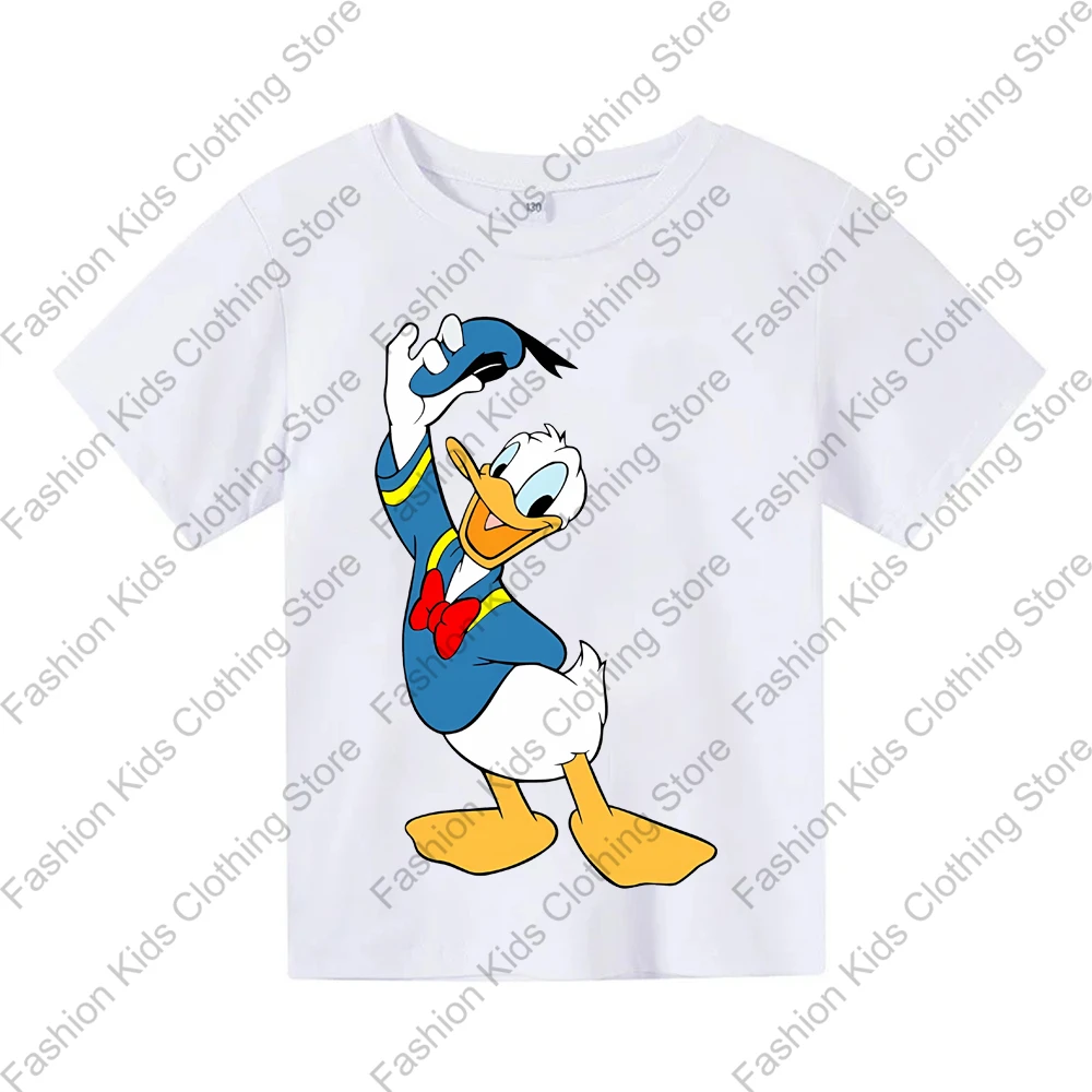 MINISO New 100% Cotton T-Shirts Cartoon Anime Donald Duck Print Fashion Streetwear Oversized T Shirt Kids T Shirts Tops Clothing