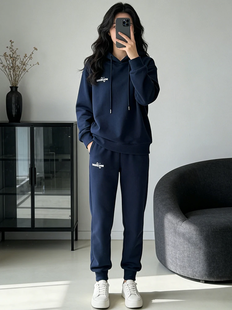 

Casual Sportswear Set Women's 2026 Spring Autumn Sli Lazy Sle Mommy Clothes Hoodie Two Piece Set Fraance Sle Long S...