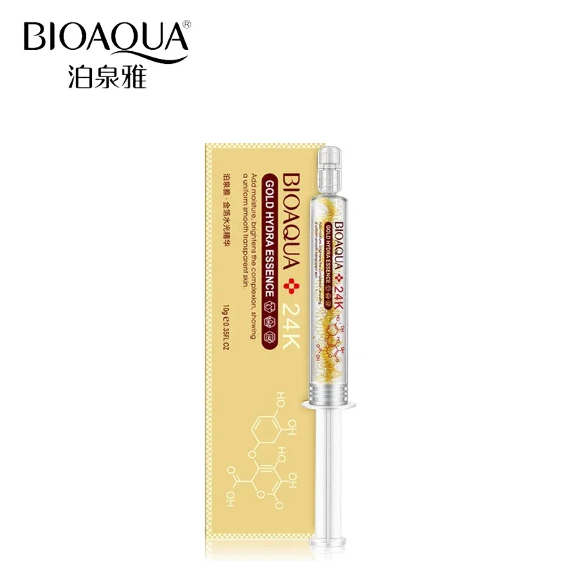 Marca BIOAQUA 24K oro ácido hialurónico líquido cuidado de la piel hidratante antiarrugas antienvejecimiento crema de esencia de colágeno 10ml