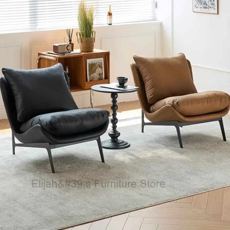 Brown Recliner Cusion Chair Luxury Leather Italian Comfy Modern Puffs Chair Sofa Chaise Designer Cadeiras Living Room Furniture meeting guests office sofa reception commerce school landing boss couches leather art sofa estilo nordicos recliner furniture