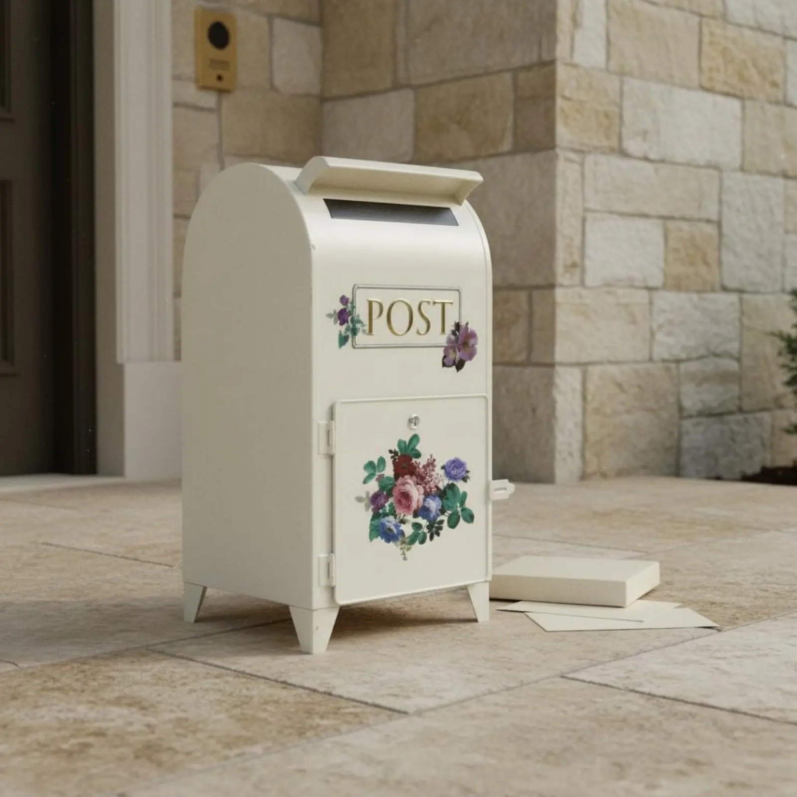 

European Design Post Box Floral Design Vintage Wall Mailbox Wall Mount Mailbox Spacious Decorative Mail Box for Front Porch