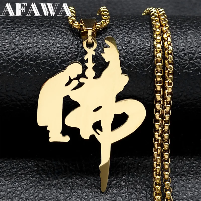 

Chinese Characters FO Buddha Prayer Necklace for Women Men Stainless Steel Gold Color Mascot Amulet Chain Jewelry N2665-4S02