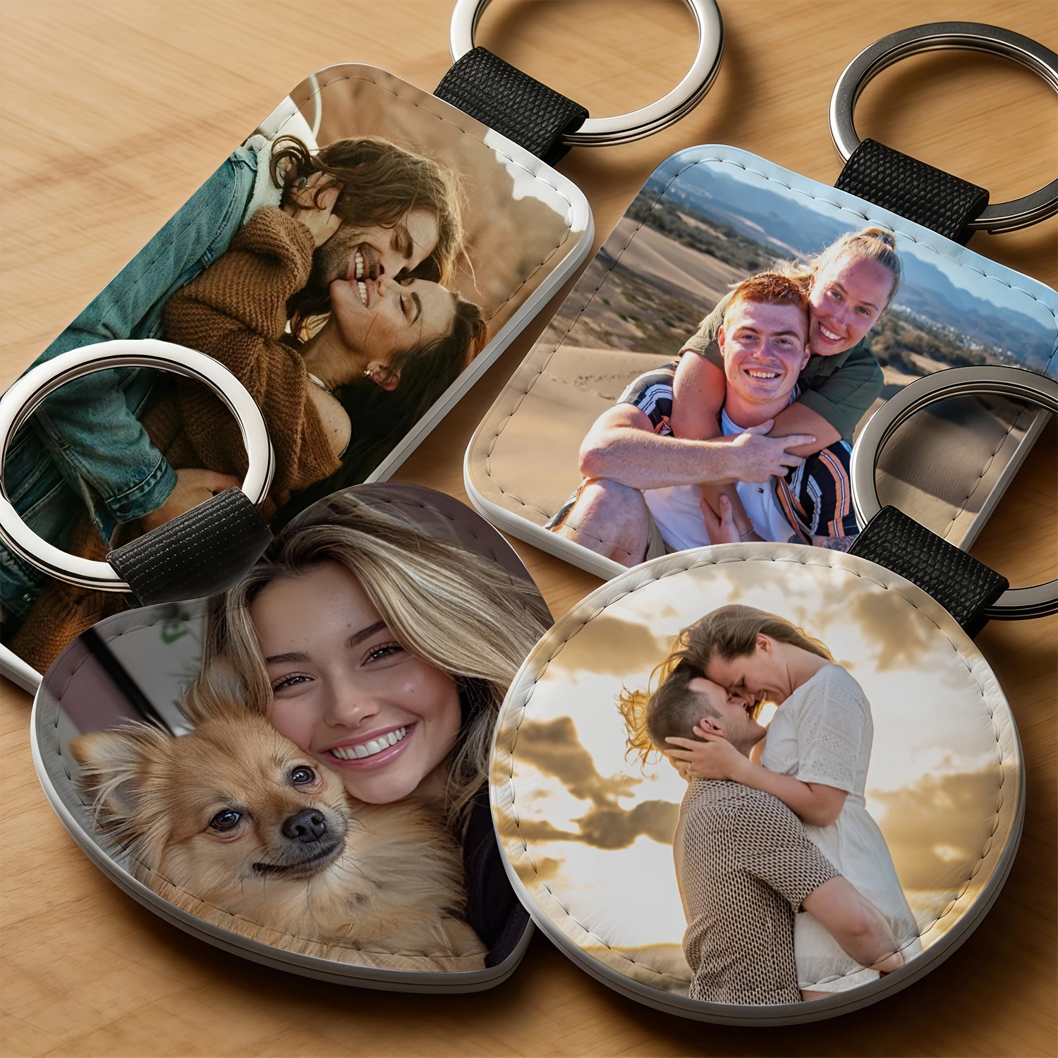 Porte-clés personnalisé en similicuir avec photo, ornement suspendu exquis, cadeau idéal pour différentes occasions festives
