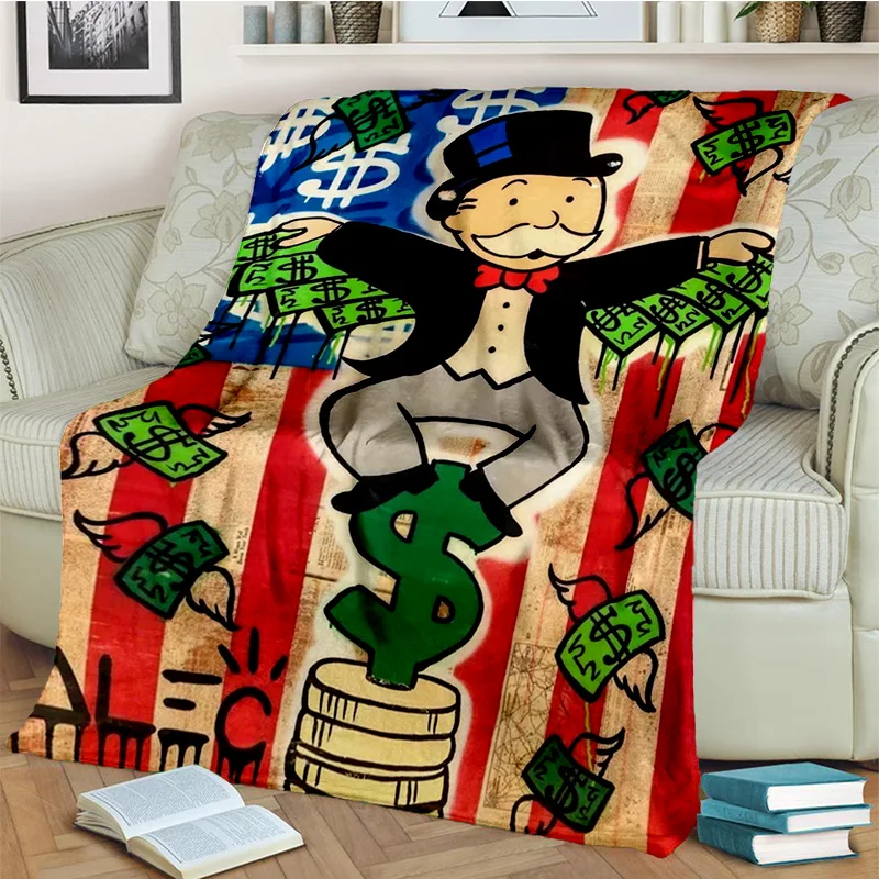 

Dollar Monopoly Cartoon Retro Games Blanket,Soft Throw Blanket for Home Bedroom Bed Sofa Picnic Travel Office Cover Blanket Kids