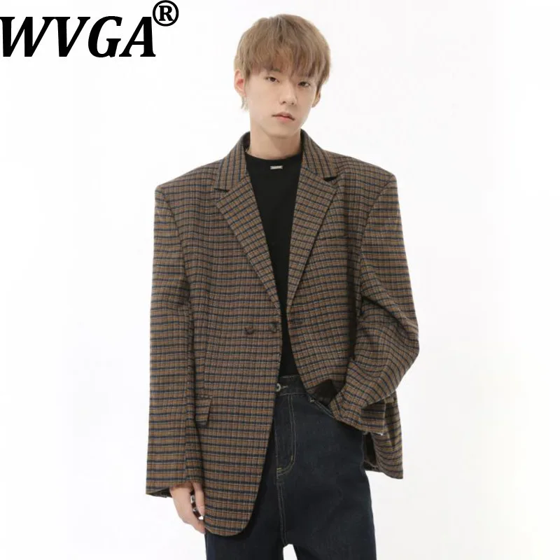 

WVGA Spring Autumn New Man Tide Vintage Turn-Down Collar Suit Jacket Niche Chic Casual Pockets Long Sleeve Blazer Ins Y2K W14298