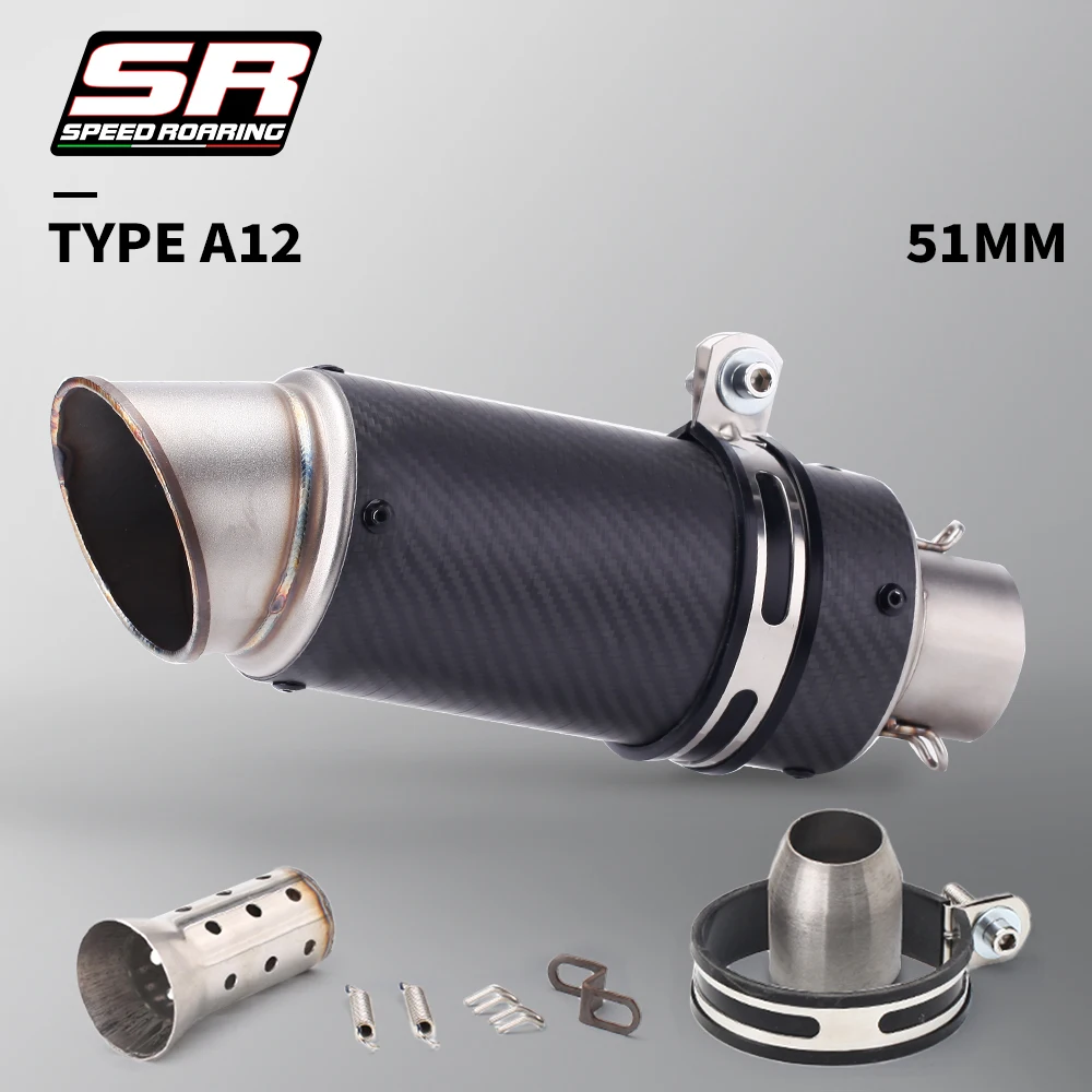 51mm 60mm Universal Motorcycle Exhaust Muffler Silencer Steel with DB Killer-project Z800 900 Z1000 CBR600 S1000RR MT07 MT09 image 3