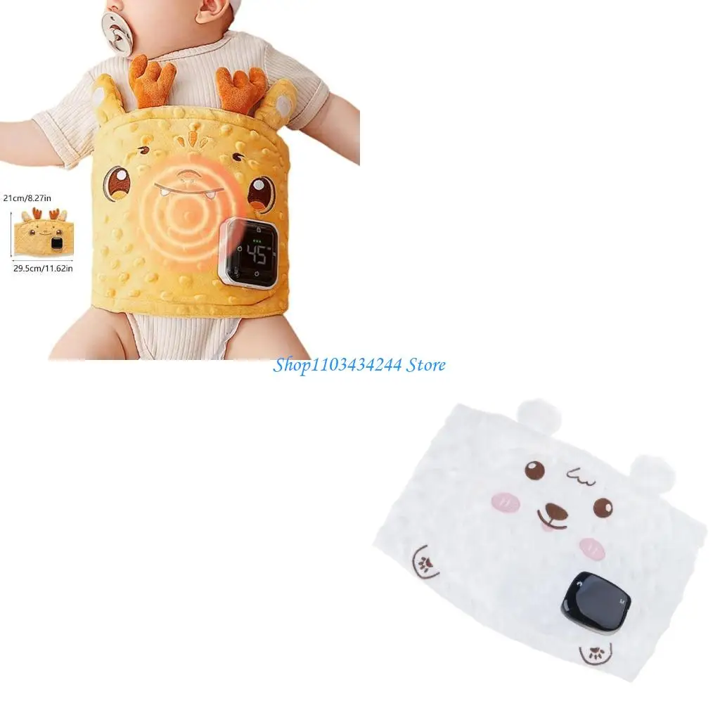 

Rechargeable Heated Baby Tummy Wrap with 3-Gear Adjustable Temperature and 5 Gear Massage Modes for Colic Relief