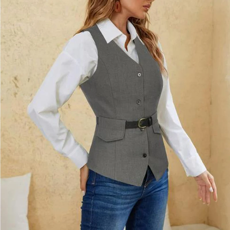 Gilet con scollo a v per cintura da donna nuovo capispalla gilet da donna 2023 gilet donna nuovo in set coordinati cappotto Trend cappotti giacche abbigliamento