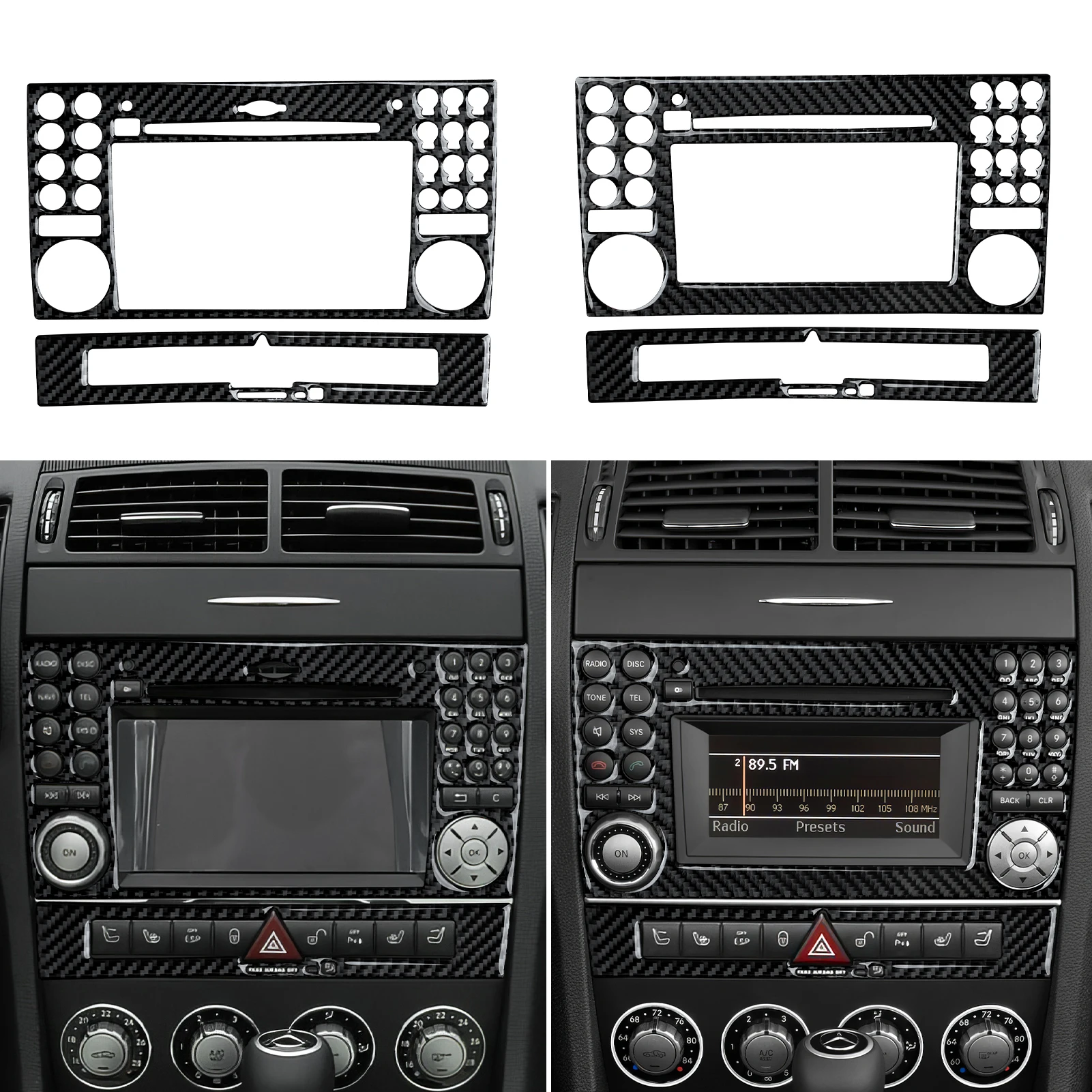 Für Mercedes Benz SLK R171 (2004-2010) Zierleisten-Zubehör. Carbon-Faser Innenraum-Aufkleber. Auto-Mittelkonsolen-Display-Tastenfeld.