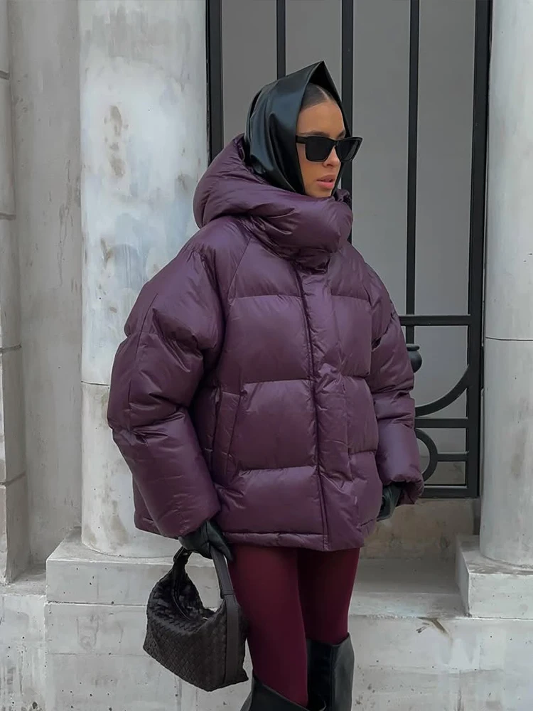 سترة نسائية ذات ياقة من الفرو الصوفي باللون الرمادي معاطف قصيرة فضفاضة بأكمام طويلة وطية صدر دافئة للسيدات 2025 ملابس خروج يومية جديدة للتنقل #4