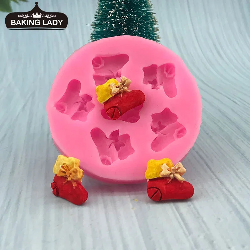 

Christmas Sock Cookie Silicone Mold Chocolate Fondant Cake Decorating Mold DIY Kitchen Tools Epoxy Resin Art Gumpaste Mold