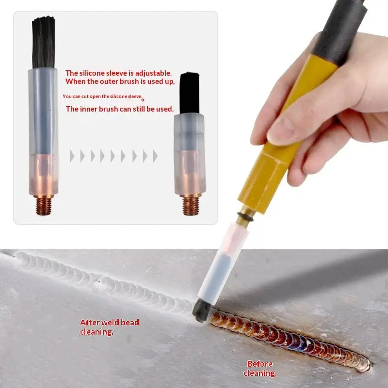 /PFU/1Pc M6 M8 M10 Weld Seam Pickling Brush Copper Head Heat Resistant Cover TIG Weld Cleaning Tool Acid Resistant Carbon Fiber