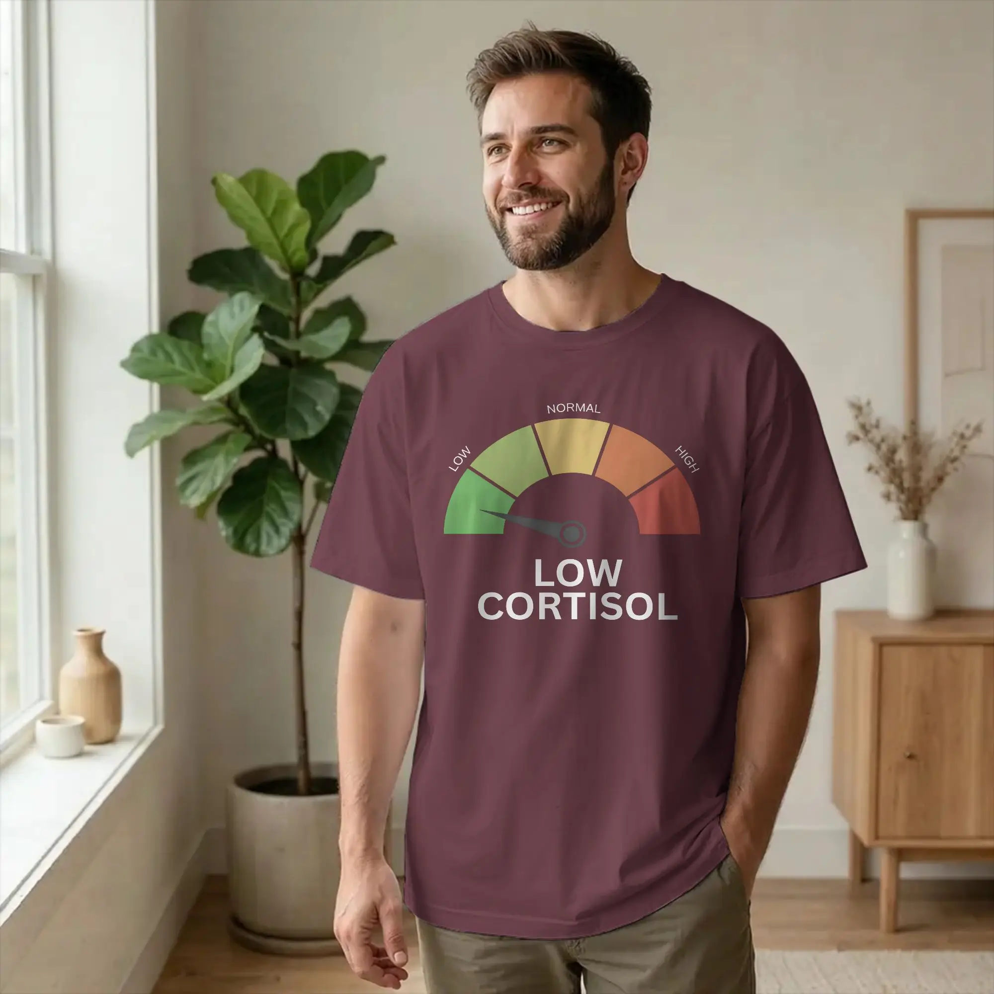 Low Cortisol Level Memes Trendy Men Women T Shirts  Vintage Tee Shirt Short Sleeve T-Shirt 100% Cotton Printed Clothes