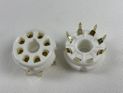 10PCS Gold Plated K8A PCB Mount 8 Pin Ceramic Tube Sockets For 6P3P 6SN7 6N8P 6N9P 5Z3P 5Z4P 6550 KT88 Vacuum Tube Amplifier DIY