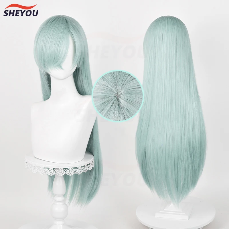 

Elizabeth Liones Cosplay Wig Anime Long Cyan Heat Resistant Synthetic Hair Party Play Wigs + Wig Cap