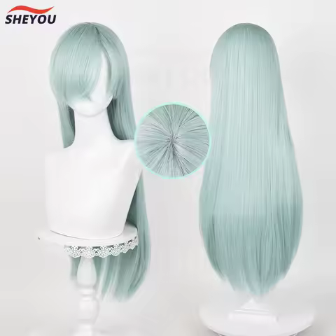 Elizabeth Liones Cosplay Wig Anime Long Cyan Heat Resistant Synthetic Hair Party Play Wigs + Wig Cap
