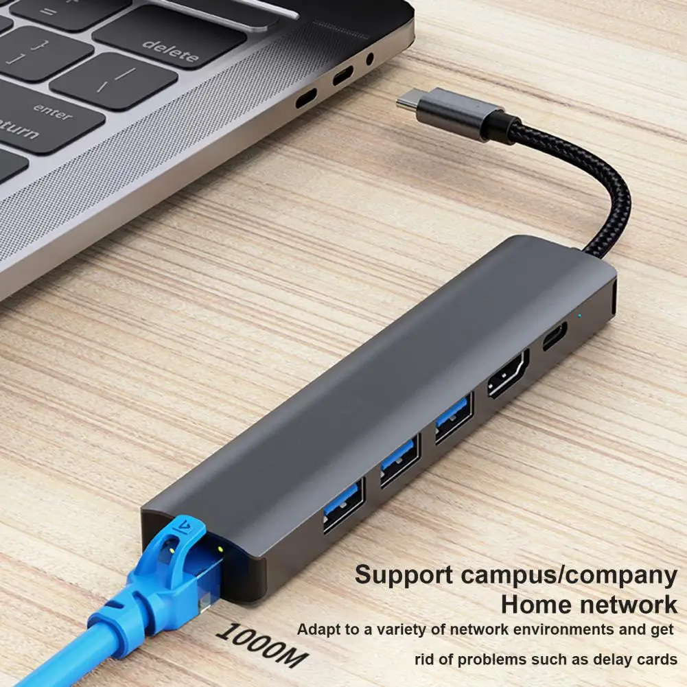 USB C Hub Compact 3 USB3.0 Driver Gratis Aksesoris PC Type-c Docking Station Performa Tinggi