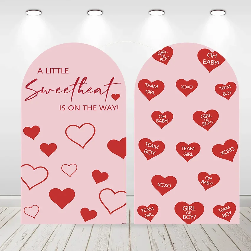 

Mehofond Custom 2-Sided A Little Sweetheat Is on The Way Birthday Party Baby Shower Covers Chiara Arch Background Decor Backdrop