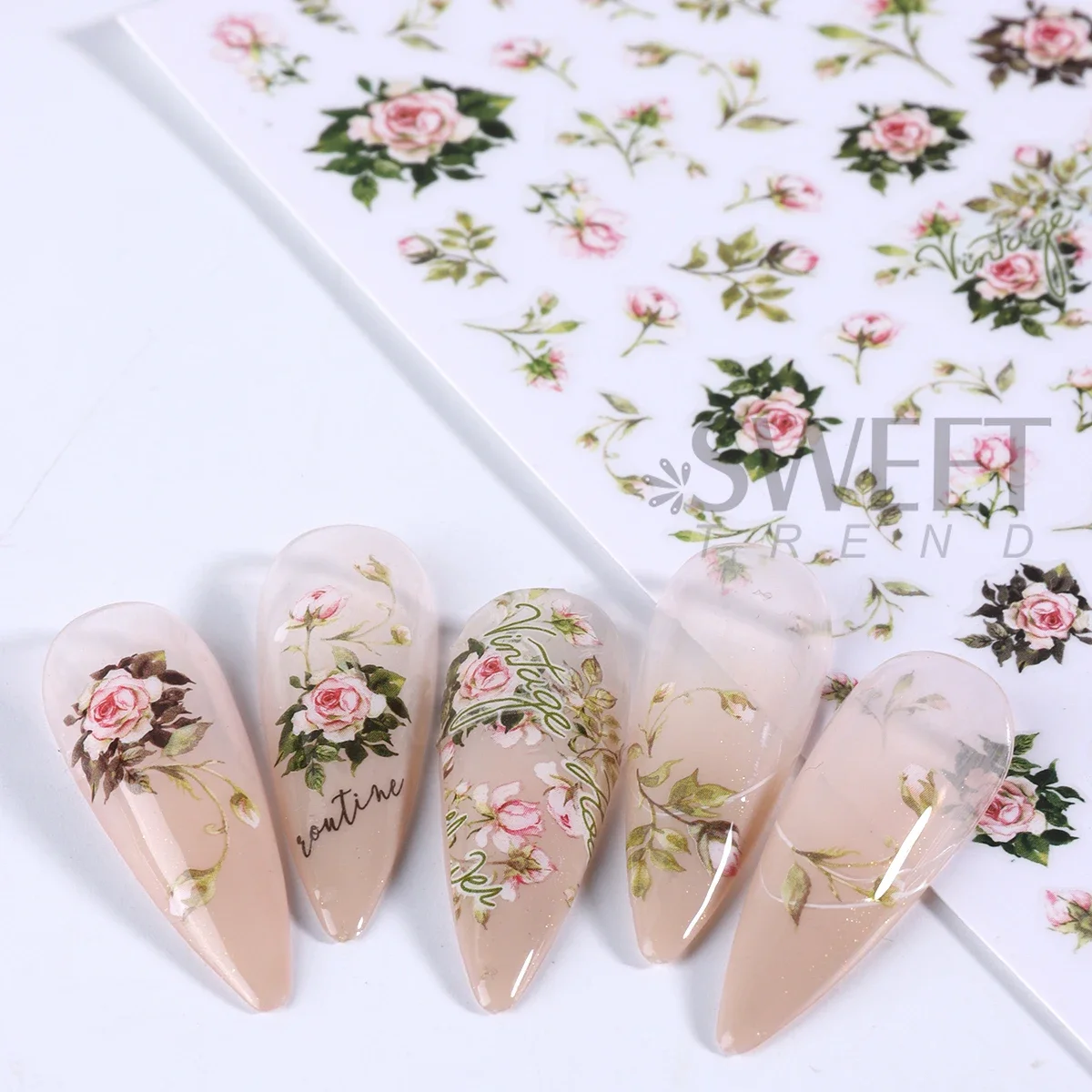 10pcs Elegant ผีเสื้อเล็บสติกเกอร์เล็บผีเสื้อสีฟ้าเสือดาว Retro ดอกไม้กาวรูปลอกงานแต่งงาน Charm เล็บเคล็ดลับ