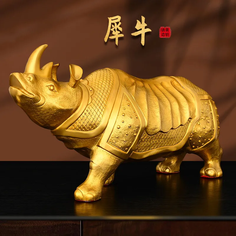 Pure Copper Rhinoceros Office Decoration Fortune Wangcai Stock Market Niu Home Decoration Office Feng Shui Decoration